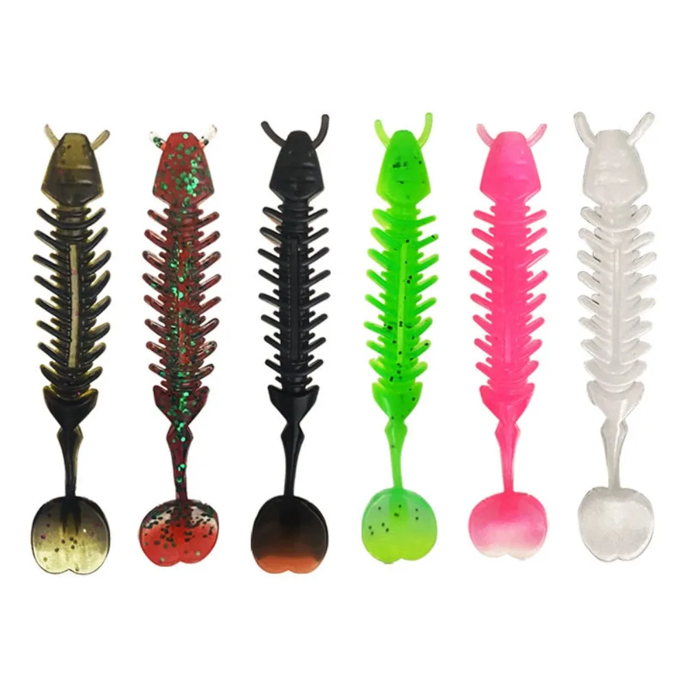 Señuelos de Pesca blandos portátiles, cebo Artificial Bicolor de TPR, cola de paleta, hundimiento lento, JERKBAIT, 5cm/6cm - imagen 3
