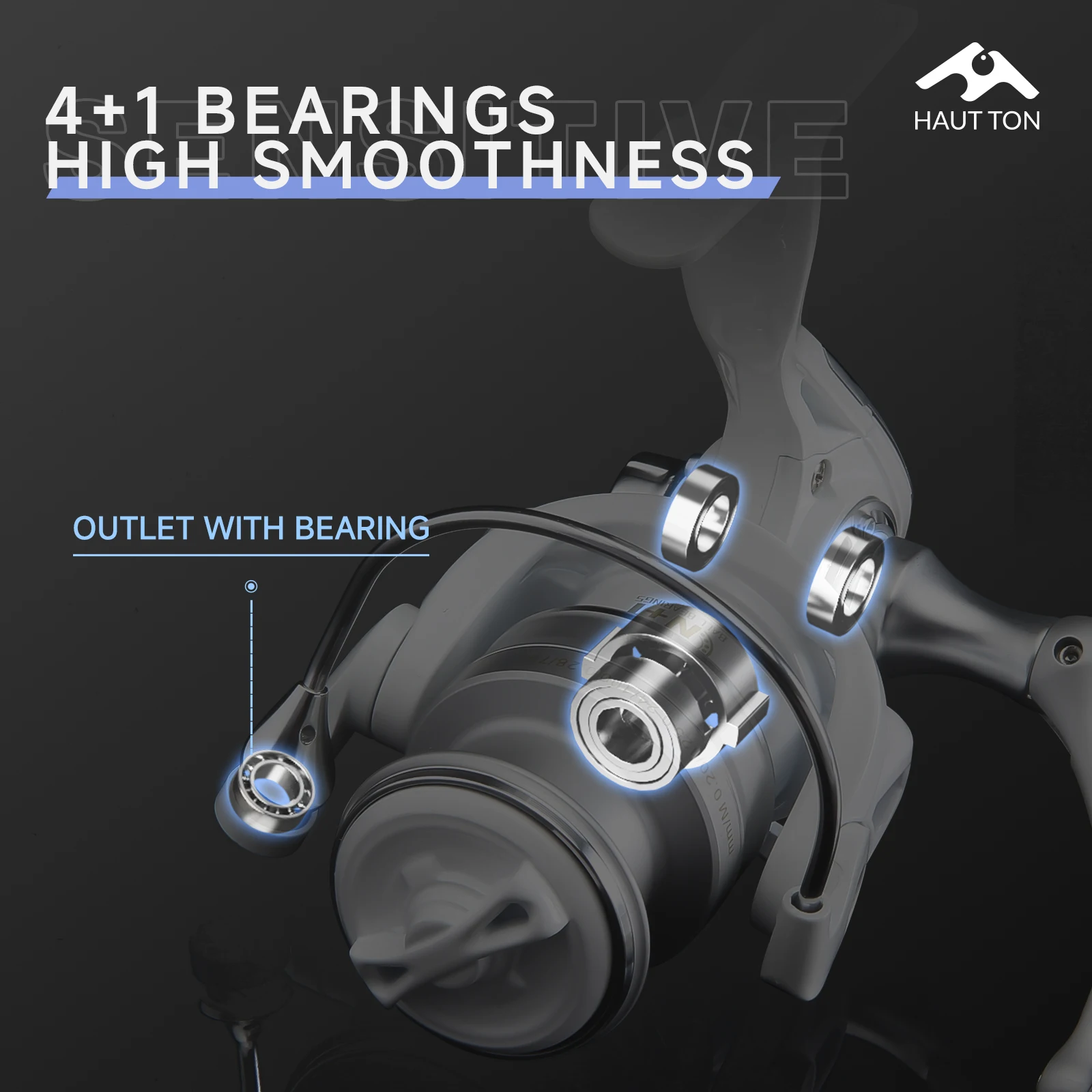 Carrete de pesca giratorio blanco serie ET1500/250/3000 4 + 1BB 6kg/13,23LB arrastre máximo perfecto para pesca en agua dulce y salada - imagen 3