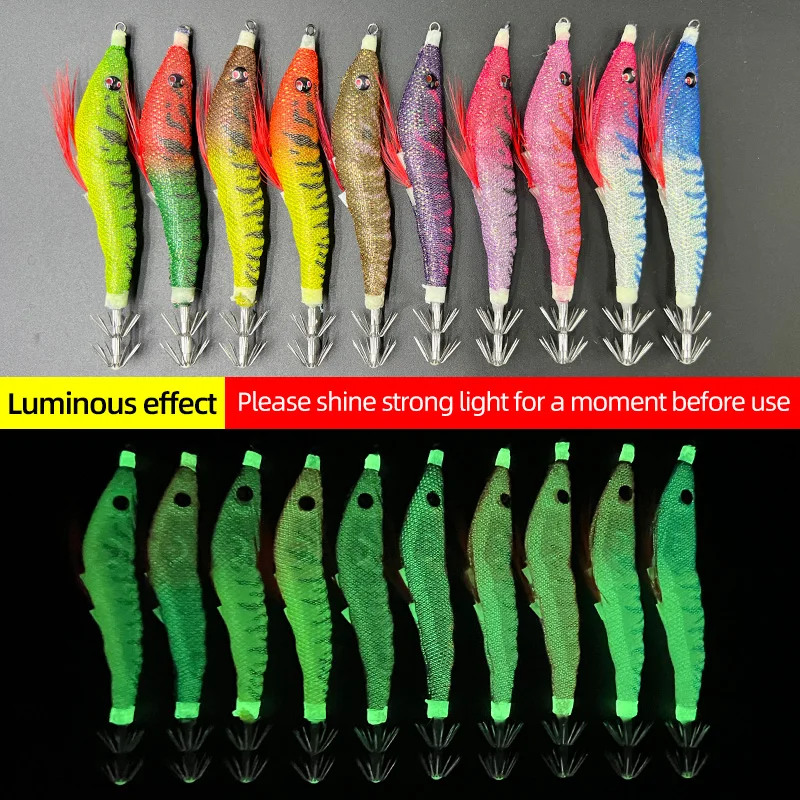 Señuelo de langosta con perlas luminosas, 12cm, 7,2g, cebo falso, pesca en el mar, calamar, paraguas, gancho, soplete, cebo de madera para camarones - imagen 4