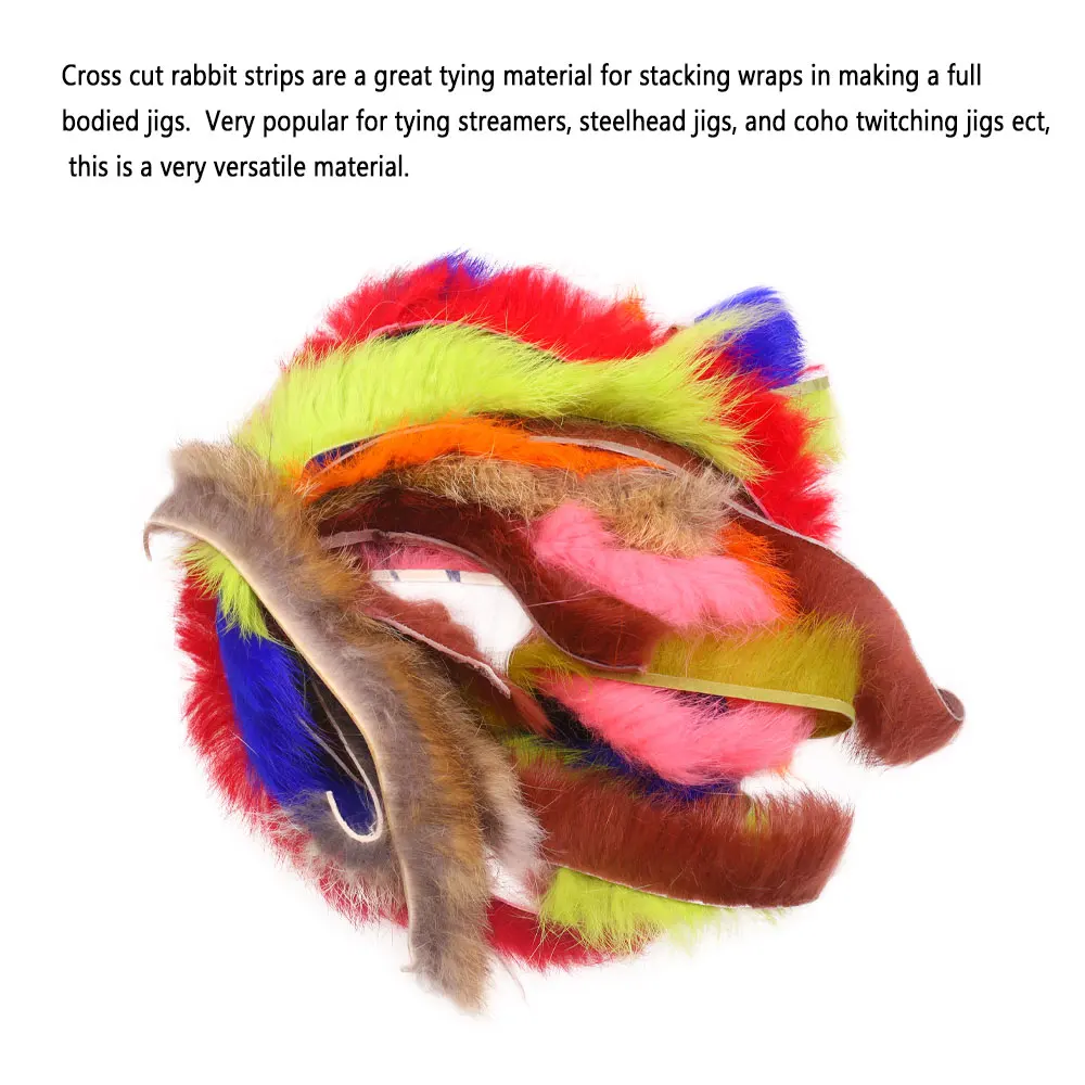 Bimoo, 2 uds., tira de piel de conejo de corte cruzado, tiras Zonker de pelo de liebre, Material para atar moscas, serpentinas, plantillas Steelhead, plantillas Coho Twitching - imagen 4