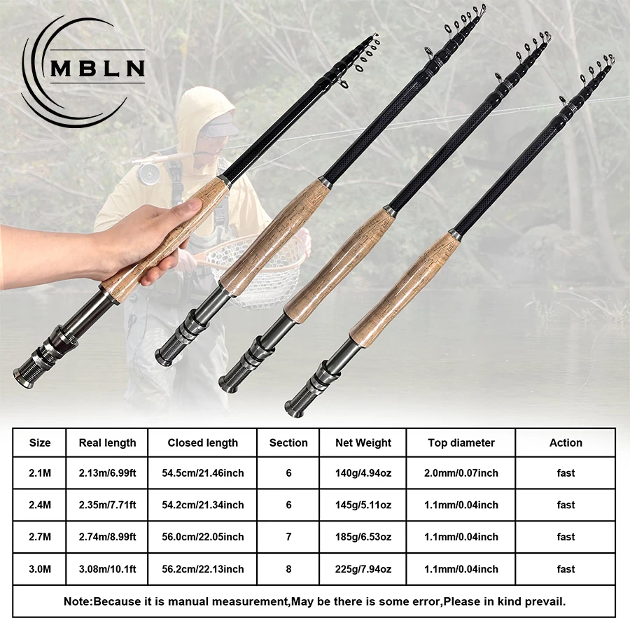 Caña ultraligera fibra carbono portátil para pesca con señuelo - imagen 5