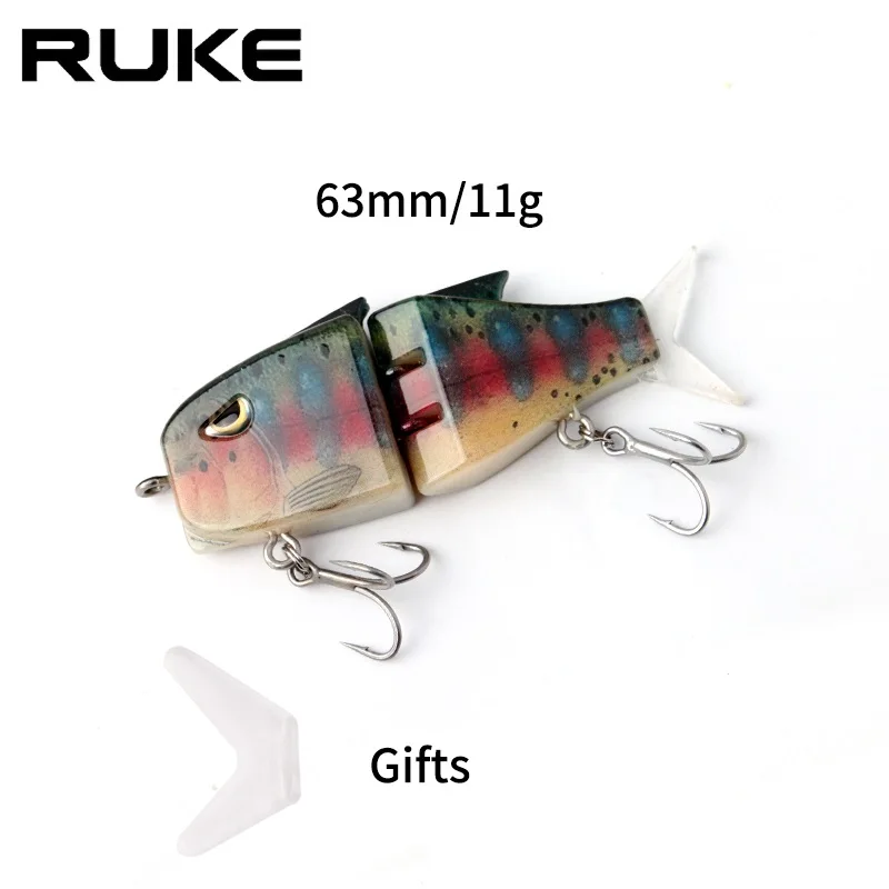Ruke-señuelos de pesca multiarticulados, 63mm/11g, Crankbait, cebos duros realistas para peces, juego de Señuelos de Pesca pequeños, aparejos Brasshopper
