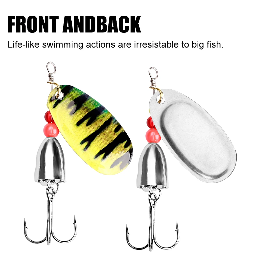 FTK-señuelo de pesca de Metal, cebo giratorio, 1 Uds., 4,7g-12,5g, cebos duros de alta calidad, anzuelo triple, aparejos de pesca para Lucio - imagen 4