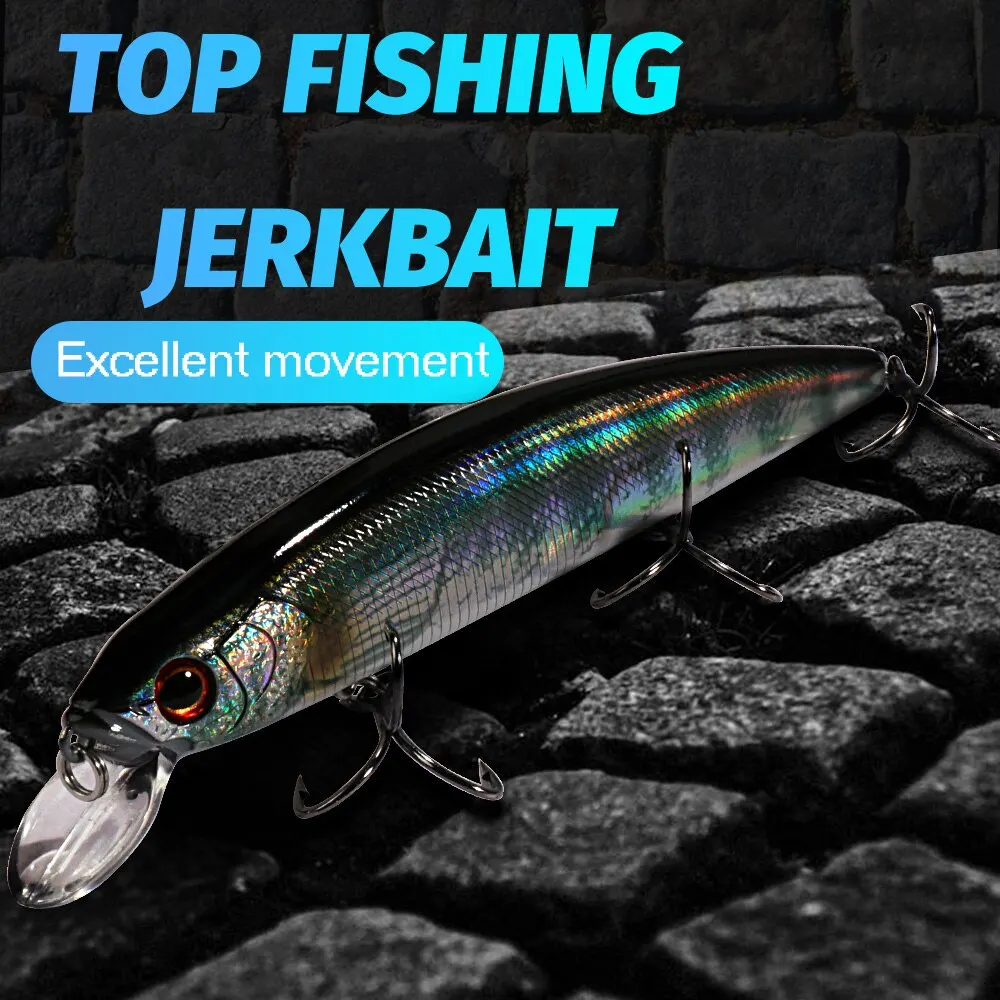 Sistema de peso de agua superior, pececillo de suspensión, señuelo de Pesca de Mar, anzuelos triples fuertes, cebo de silicona Jerkbait, 14cm, 24g - imagen 5