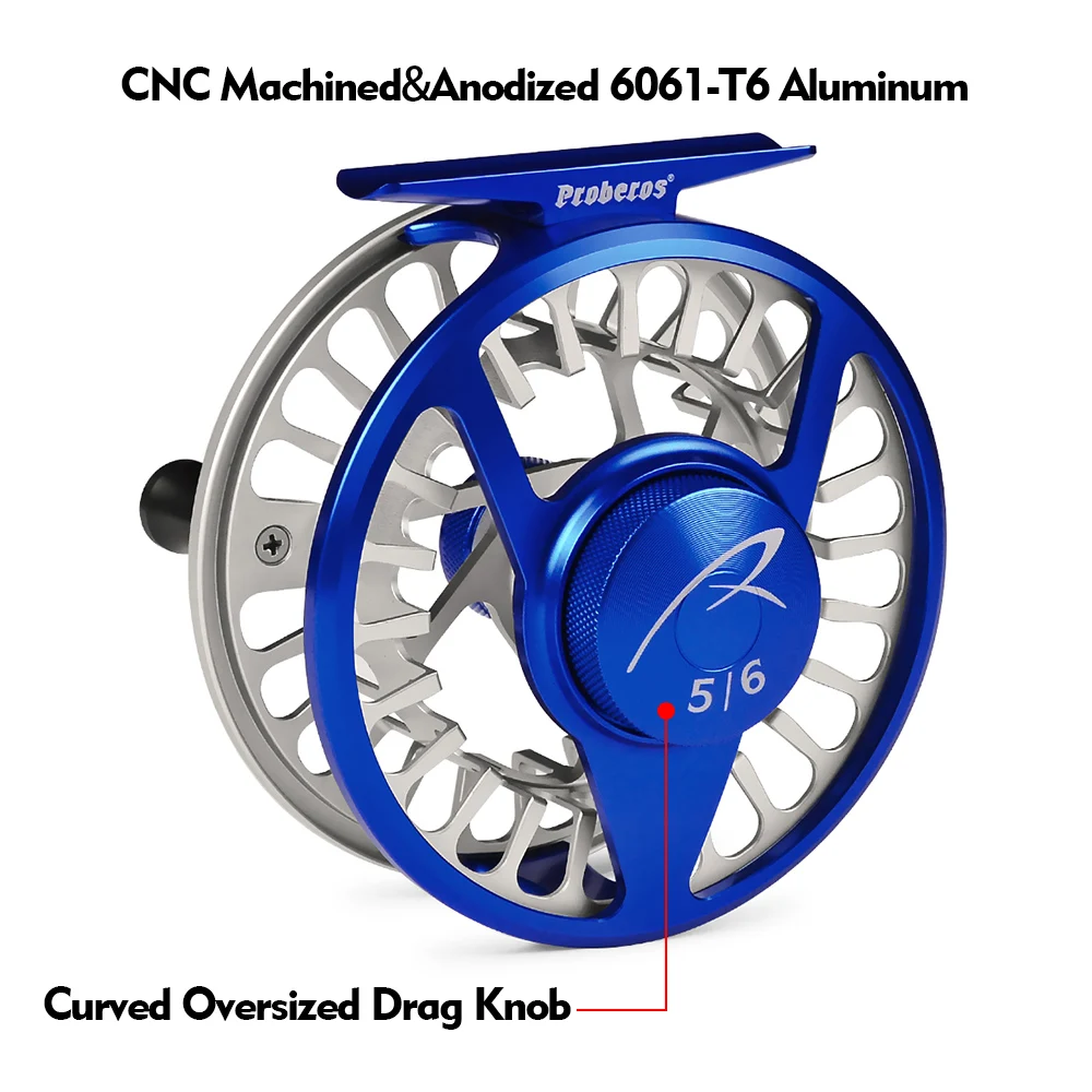 PROBEROS-Rueda de Pesca con mosca, carrete de Pesca con mosca de 5/6 WT, CNC, máquina de corte grande, carrete de fundición a presión de aluminio, aparejos de Pesca de lubina - imagen 4