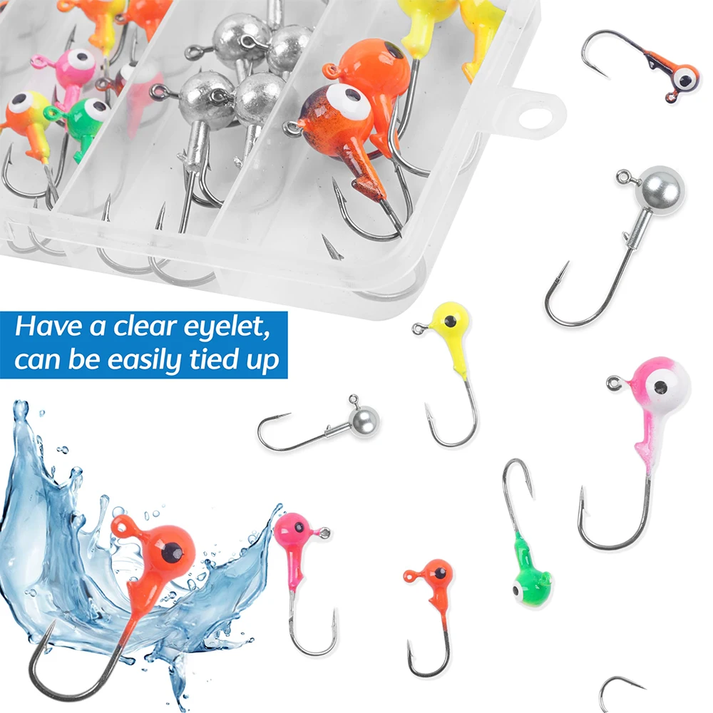 Kit de anzuelos con cabeza de anzuelo de pesca, 90 Uds., bola redonda, Señuelos de pesca con cabeza de anzuelo, anzuelos de pesca pintados para tipo de pez, lubina, trucha, dorado - imagen 5