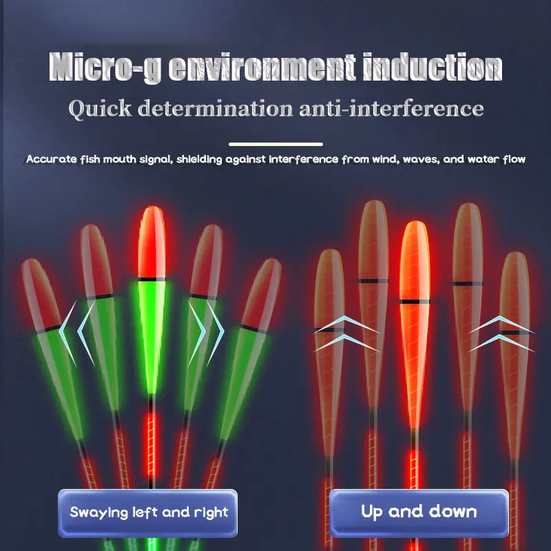 Flotador de pesca nocturno, inducción electrónica por gravedad, cambio de Color LED, 2 balas, llamativo, nuevo flotador de pesca en roca de tipo corto - imagen 2