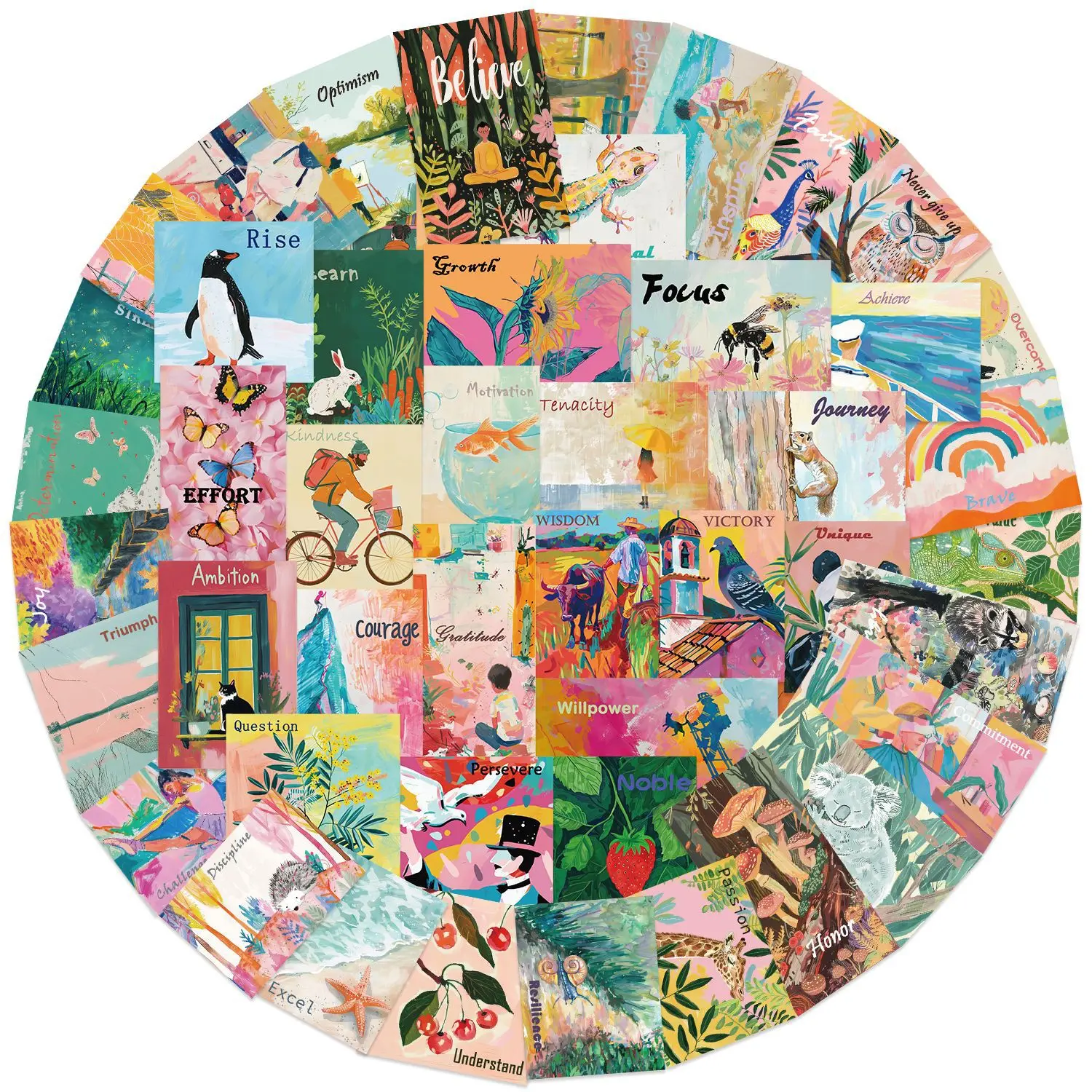 50 Uds. Póster artístico de acuarela, pegatinas estéticas para teléfono, guitarra, portátil, maleta, botella de agua, pegatinas impermeables, juguetes - imagen 2