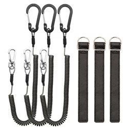 Soporte para herramientas de pesca, envoltura de cinturón para cañas de pescar, correas, cordón elástico de 2M, cuerda de resorte de alambre antipérdida con mosquetón de Metal