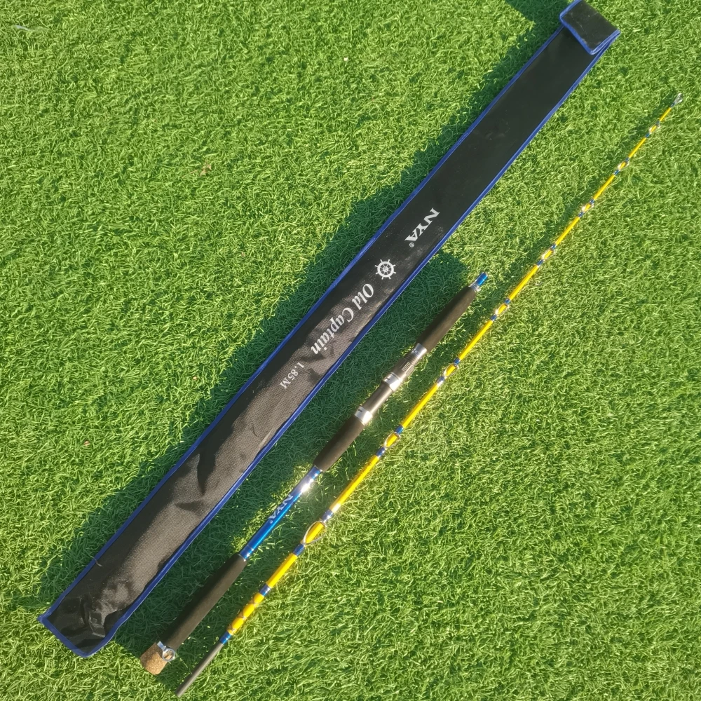 Viejo capitán 1,7 1,85 m 6 pies punta sólida muy fuerte caña de Jigging lento fundición XH offshore azul mar barco duro caña de pescar giratoria - imagen 3