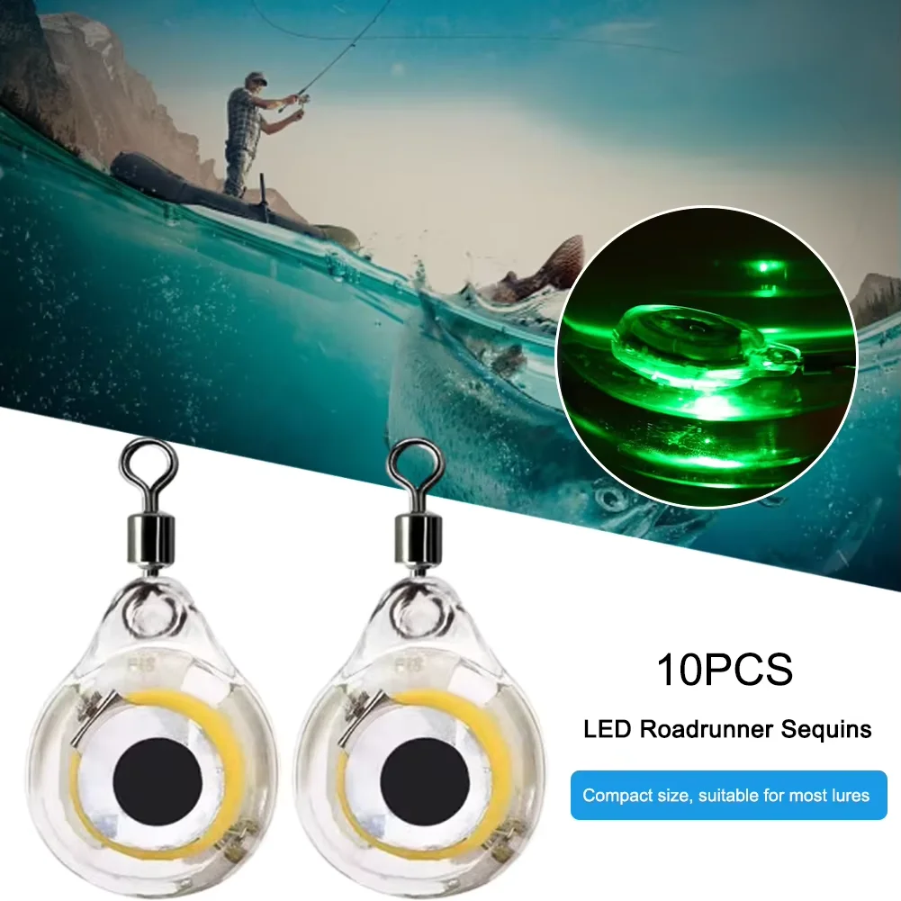 10 Uds Mini señuelo de pesca luz LED gota profunda forma de ojo subacuático pesca calamar cebo de pesca señuelo luminoso para atraer peces - imagen 5