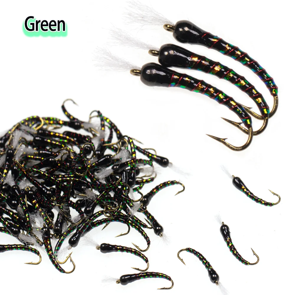 Midges epoxi, moscas de ninfa, cabeza de cuentas de latón, zumbador, anzuelo de bronce con púas, pesca con mosca, trucha, señuelo de pesca, cebos, aparejos de pesca - imagen 5