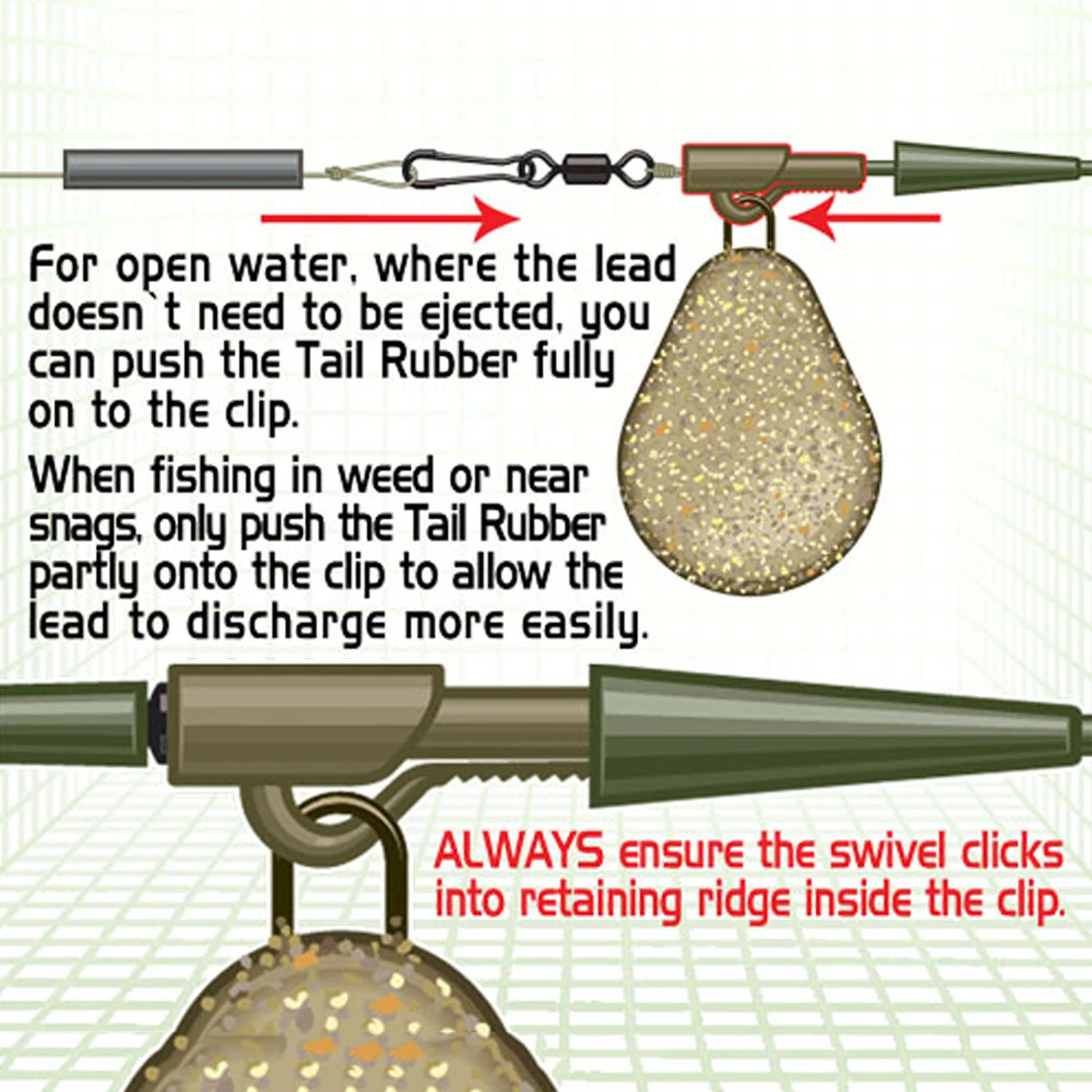 FishTrip-Clips de plomo para carpa, 15 piezas, híbridos con gomas traseras, antienredos reforzados, accesorios de pesca giratorios QC - imagen 4