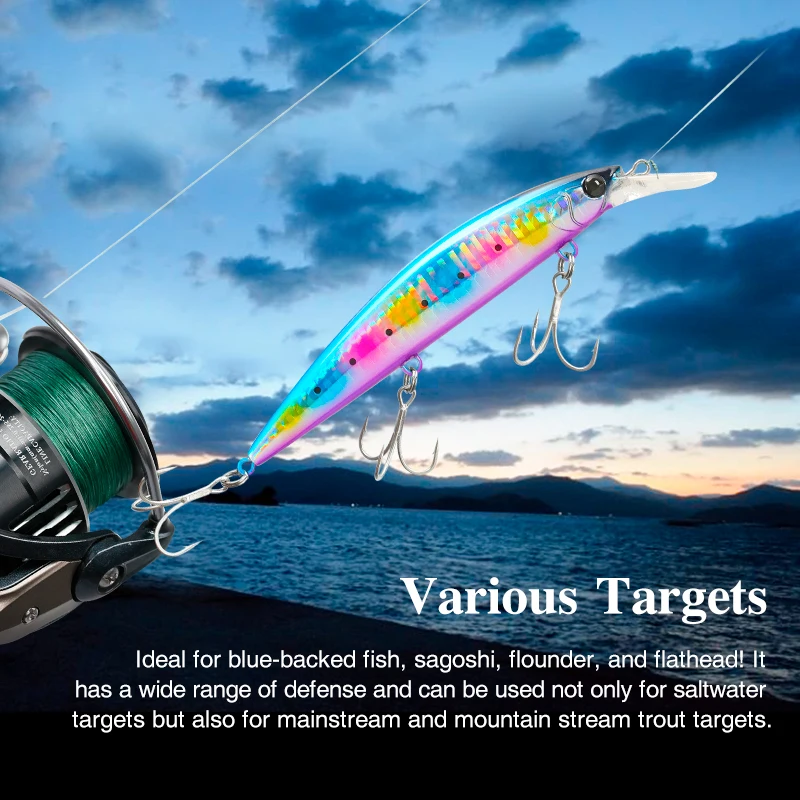 TSURINOYA 110S 110mm 37g pececillo de hundimiento pesado duro plástico Artificial señuelo de pesca de mar WIZARD Max 80m cebo de fundición Ultra largo - imagen 5