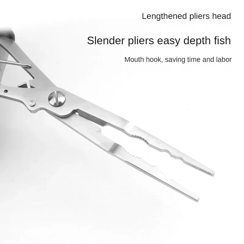 Alicates de pesca de acero inoxidable con mango antideslizante y removedor de anzuelos, tijeras de pesca duraderas y multifuncionales - imagen 4