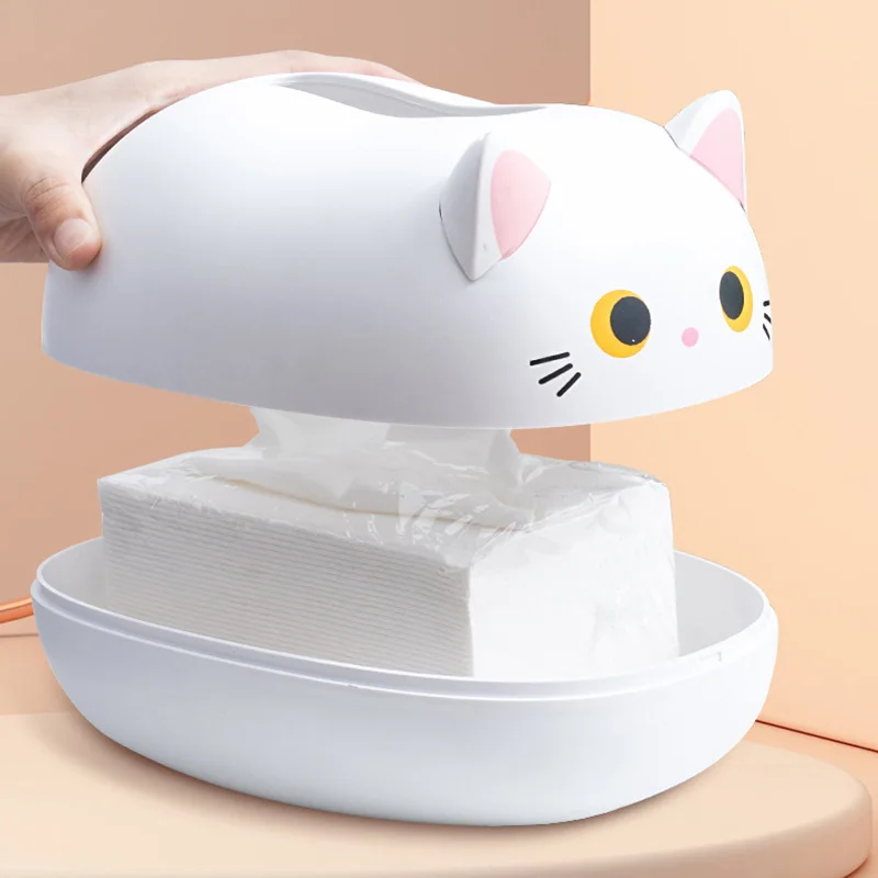 Caja de pañuelos de gato Kawaii, contenedor de papel higiénico de escritorio, estilo nórdico, decoración del hogar - imagen 5