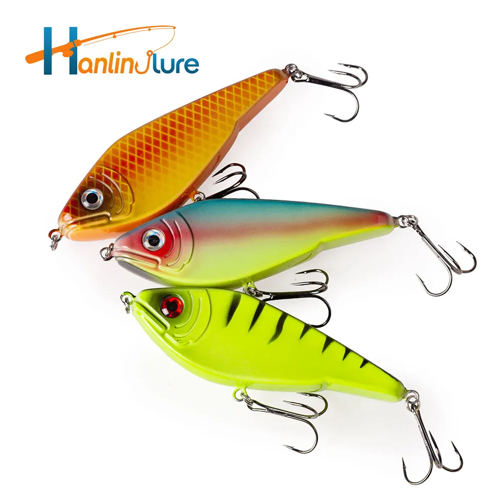 Hanlin-señuelos de pesca de hundimiento lento, 12cm, 52g, Jerkbait Wobblers para gran juego, Lucio de pesca almizclado, cebo Artificial Buster - imagen 4