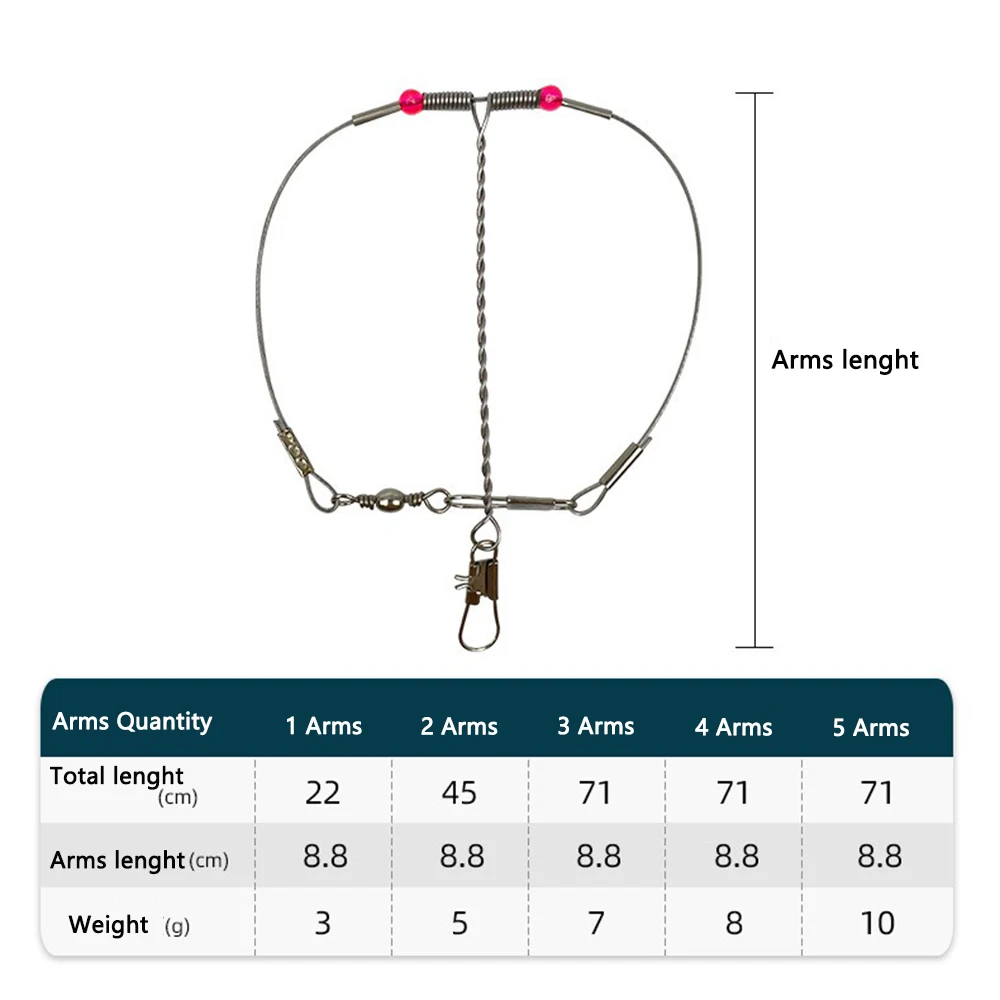 Anzuelo de cuerda de acero de 5 piezas, alambre de pesca giratorio rodante, cuerda de alambre, broches de seguridad, rastreo líder con equipo de alambre de pescado a presión - imagen 2