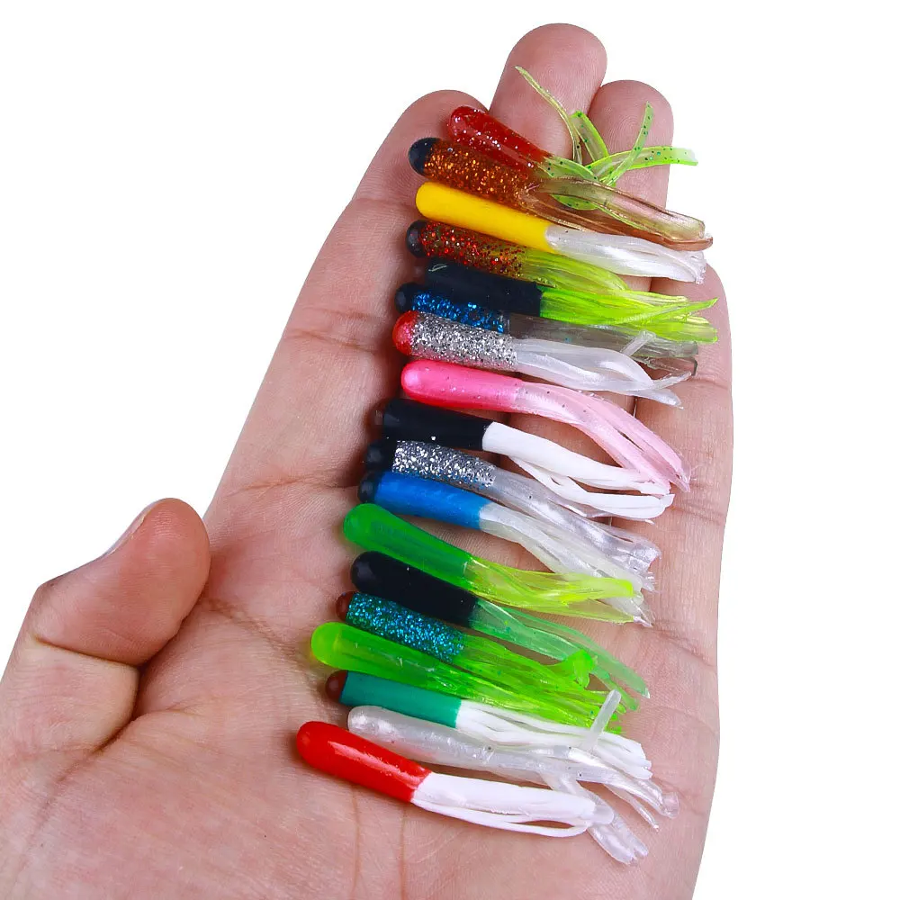 20 piezas 4,8 cm 0,8g pequeño tubo suave señuelo para lubina cebo para pesca Lucio perca trucha asesino sílice Artificial suave cebo de gusano señuelo - imagen 2