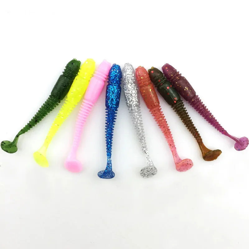 16 Uds Jigging Wobblers gusanos cebo suave 5cm 1g olor a pescado aparejos de silicona cebo Artificial cola Swimbaits Bass carpa Pesca