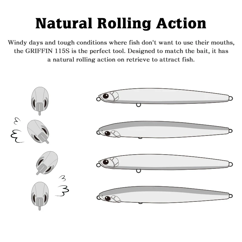TSURINOYA Max 80m de fundición larga lápiz de hundimiento delgado GRIFFIN 115mm 20g 115S peso de tungsteno señuelo de pesca de agua salada modelo de cebo duro - imagen 3