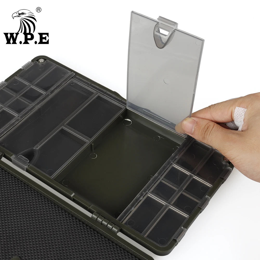 W.P.E, 1 Uds., caja de aparejos de pesca de carpa, anzuelo de señuelo, alimentador de línea, caja de almacenamiento de plástico, anzuelo de pesca de carpa, caja de grupo, aparejos - imagen 5