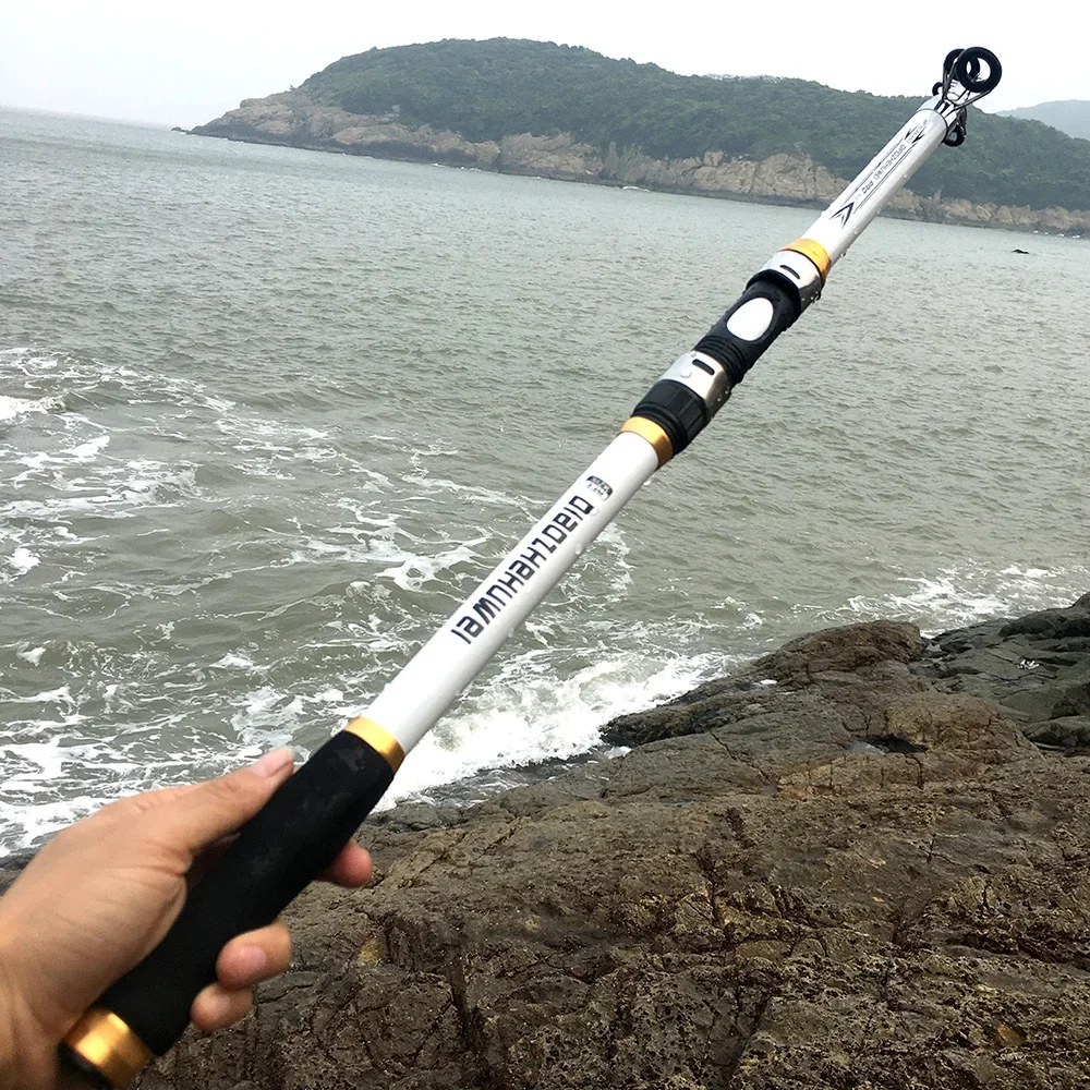 Caña de pescar ultraligera y fuerte de fibra de vidrio, caña de pescar giratoria de carbono blanco, adecuada para carpa voladora, lubina, 2,1 M, 2,4 M, 2,7 M, 3,0 M - imagen 4