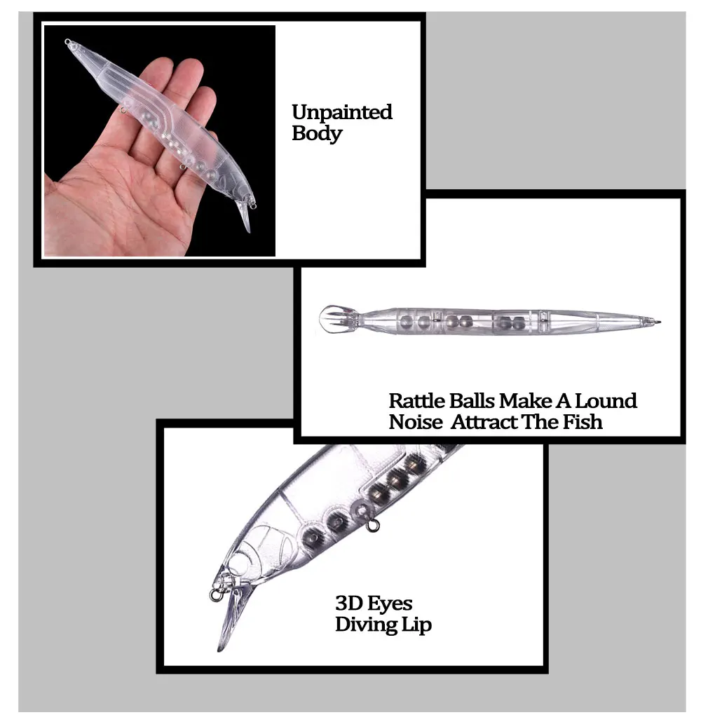 Chan'sHuang-señuelo de pesca Artificial, cebo en blanco sin pintar de 10 piezas, Rattte fuerte, 170mm, 27,3g, pistón de piscardo largo fundido en el interior, bricolaje - imagen 4