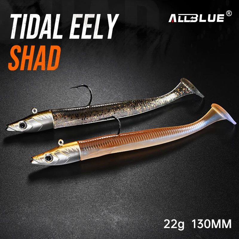 ALLBLUE Tidal Eely Shad — Señuelo vinilo cola paleta con cabeza jig - imagen 3