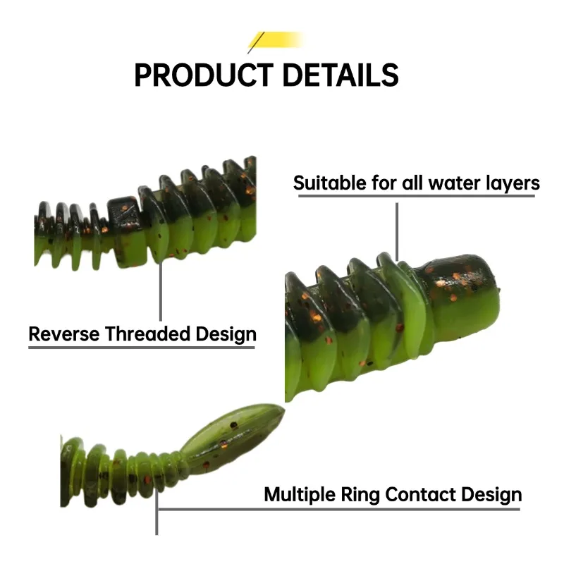 SENSEYE-cebo flotante suave para peces, gusanos TPE de 65mm para Pesca de Lucio, cola de sauce, aparejos de Pesca artificiales - imagen 2