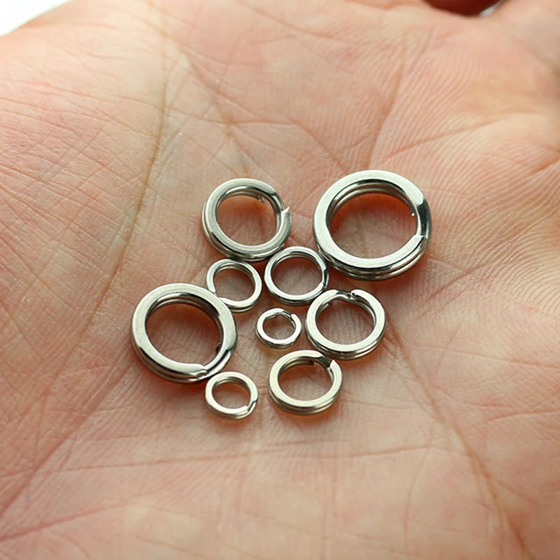 100 Uds anillos de señuelo de pesca anillo dividido de acero inoxidable anillo sólido reforzado de alta calidad anillo de conexión de señuelo accesorios de pesca - imagen 2