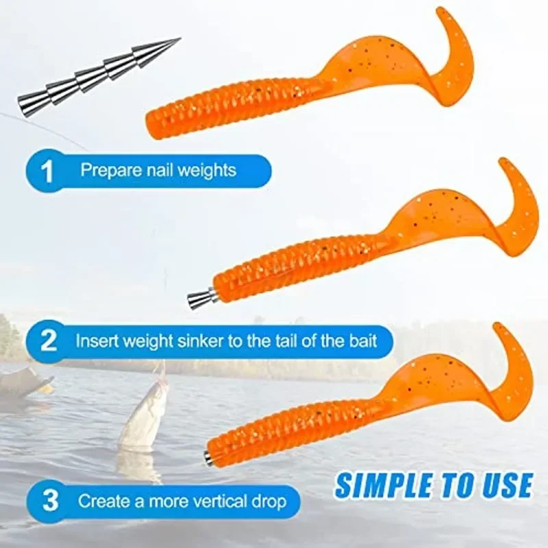 Juego de pesas de tungsteno para pesca de lubina, Kit de manicura para gusano, 7 piezas - imagen 3