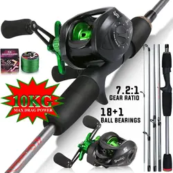 Caña Carbono Sougayilang 1,7m + Carrete Baitcasting 10kg Lubina