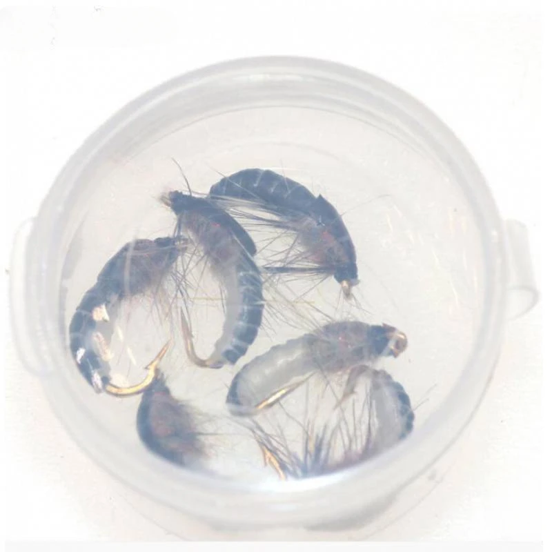 Señuelo de pesca de 6 piezas, anzuelo con mosca terminado, simulación de Ninfa, carpa, púas, cebo de insectos, suministros de artefactos de rayas blancas - imagen 4