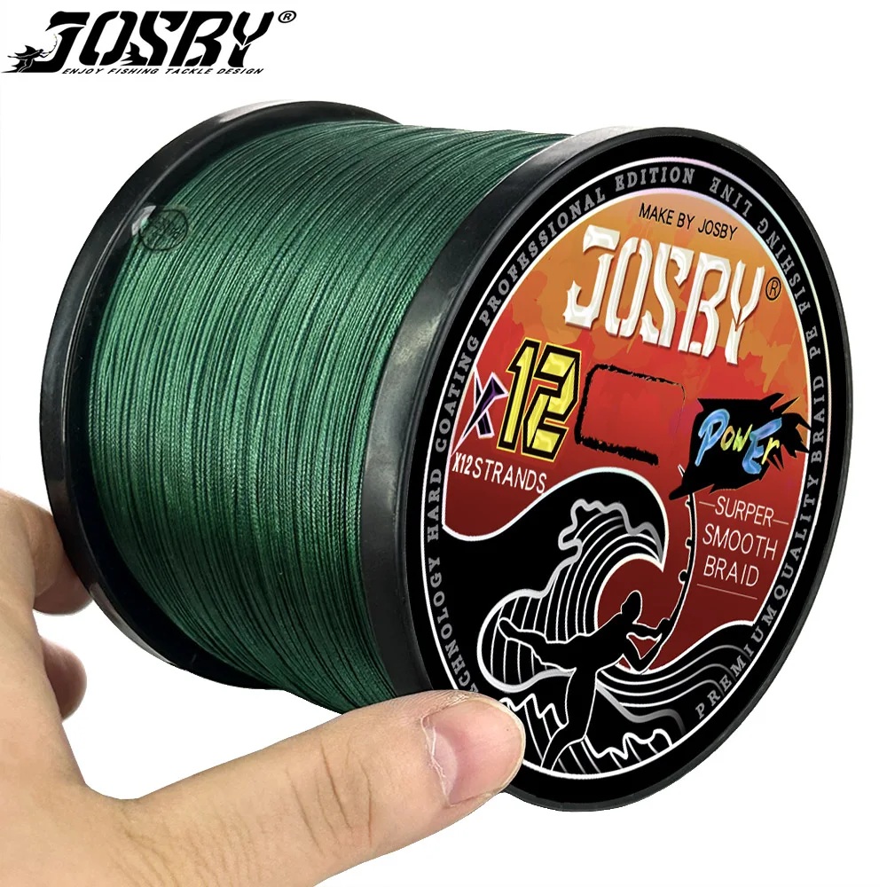 JOSBY 12 hebras 300/500/1000/100M tejido de agua dulce salada Pesca extrema Japón PE Multifilamento mosca carpa línea de Pesca trenzada