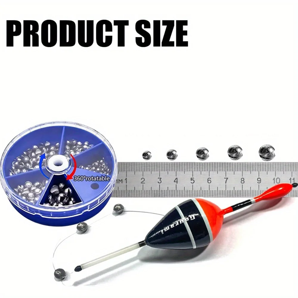 Plomo de pesas 205 unids/caja, 5 tamaños, pesas de plomo, plomos redondos divididos, extraíbles para fundición precisa y pesca en aguas profundas - imagen 5