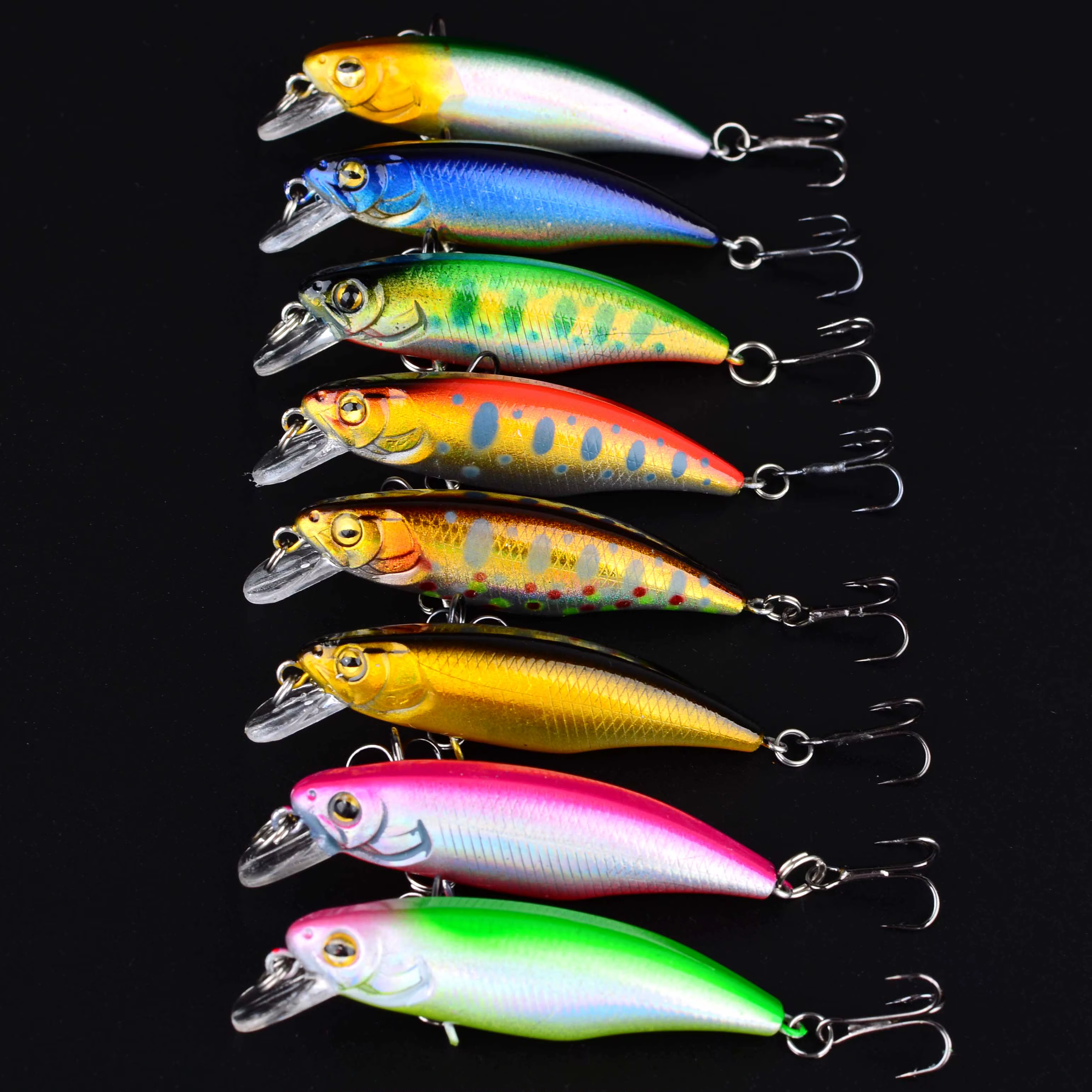 8 Uds señuelo de pesca Minnow ojos 3D Crankbait wobbler cebo duro de plástico Artificial aparejos de pesca - imagen 2