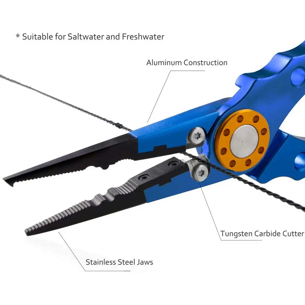 Alicates de pesca, tijeras de aleación de aluminio, removedor de anzuelos, 150g, 20CM, herramientas de pesca, Cortador de línea, equipo de pesca con nudos multifuncional - imagen 3