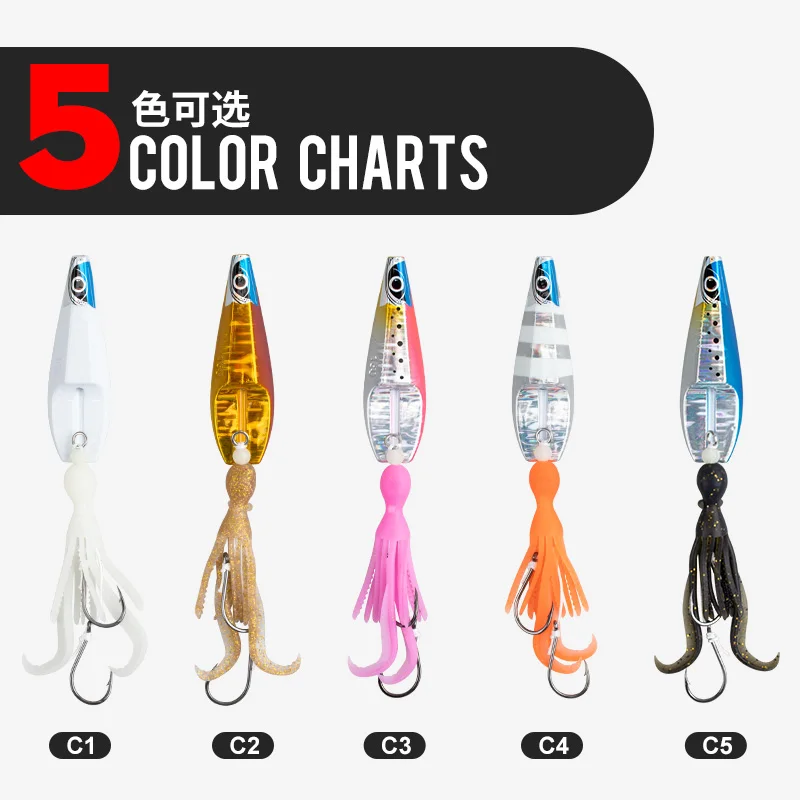 TEASER J136 Rock Hopper Inchiku Slider Jig señuelo 60g-200g pesca luminosa de agua salada Metal Inchiku Jigging señuelo con gancho - imagen 5