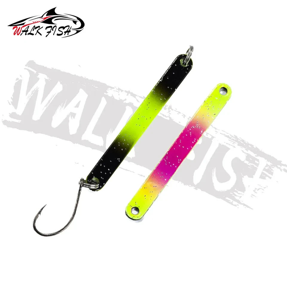 WALK FISH 1 Uds 50mm 2,5g cuchara de Metal señuelo de pesca lentejuelas de colores tiras largas lentejuelas de Metal de doble cara cebo duro hojas de cobre - imagen 5
