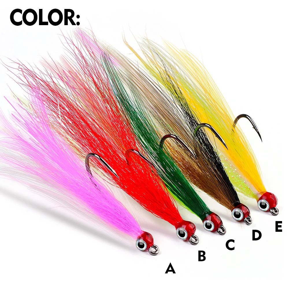 PROBEROS-anzuelos de pesca de 5 piezas con pelo de ciervo, anzuelo individual de acero con alto contenido de carbono, anzuelo de púas de Inchiku, anzuelo de aseo para lubinas Jigging - imagen 3