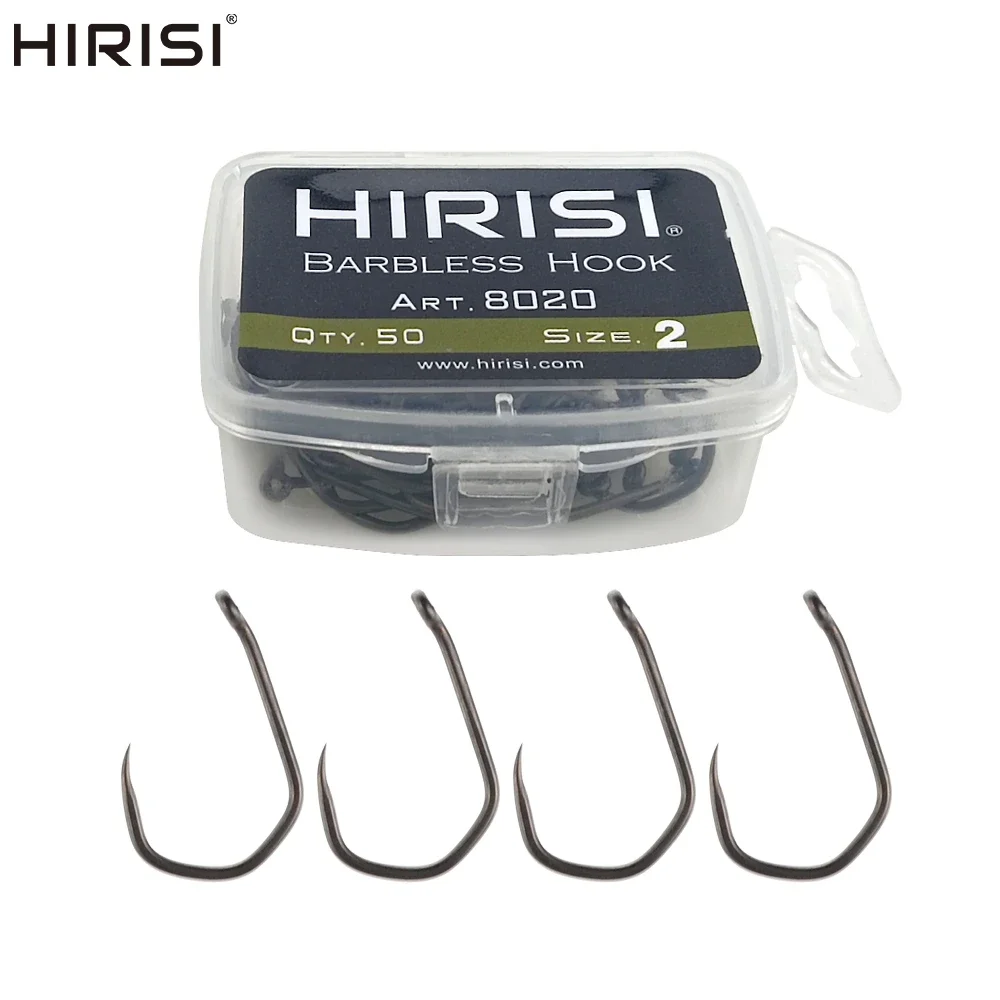 Hirisi 50 Uds. Anzuelo de pescado sin púas de acero inoxidable con revestimiento de PTFE con ojo 8020 accesorios de pesca - imagen 4