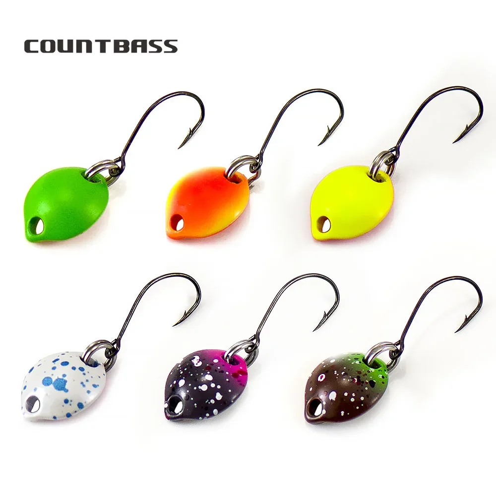 Cuchara de fundición Countbass con anzuelo único coreano, tamaño 14x11mm, 1,6g 1/16oz, señuelos de pesca de lubina, trucha y salmón, cebo para peces - imagen 5
