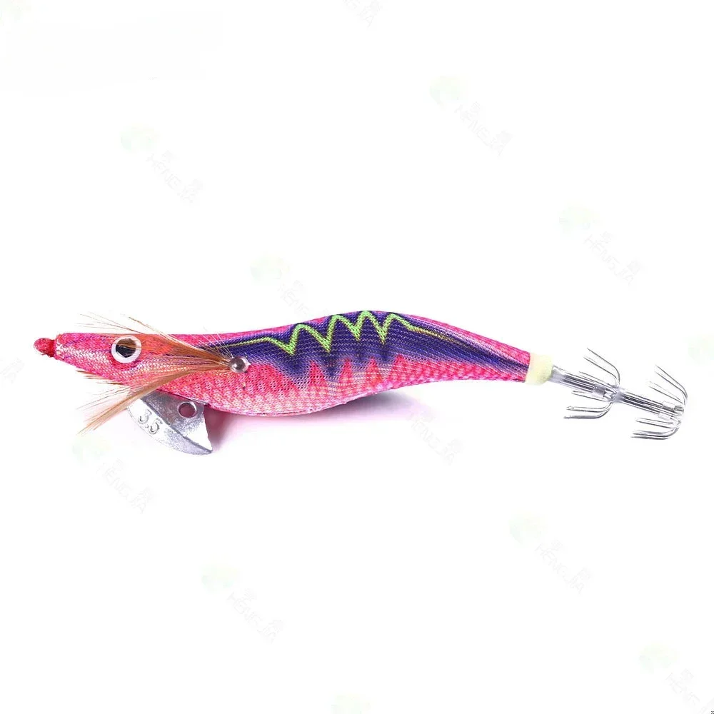 20g/14cm Fishing Wood Shrimp Squid Lure Artificial Jigging Lures Hard Bait Octopus Cuttlefish 3.5 Squid Hook Luminous Egi Pease - imagen 5