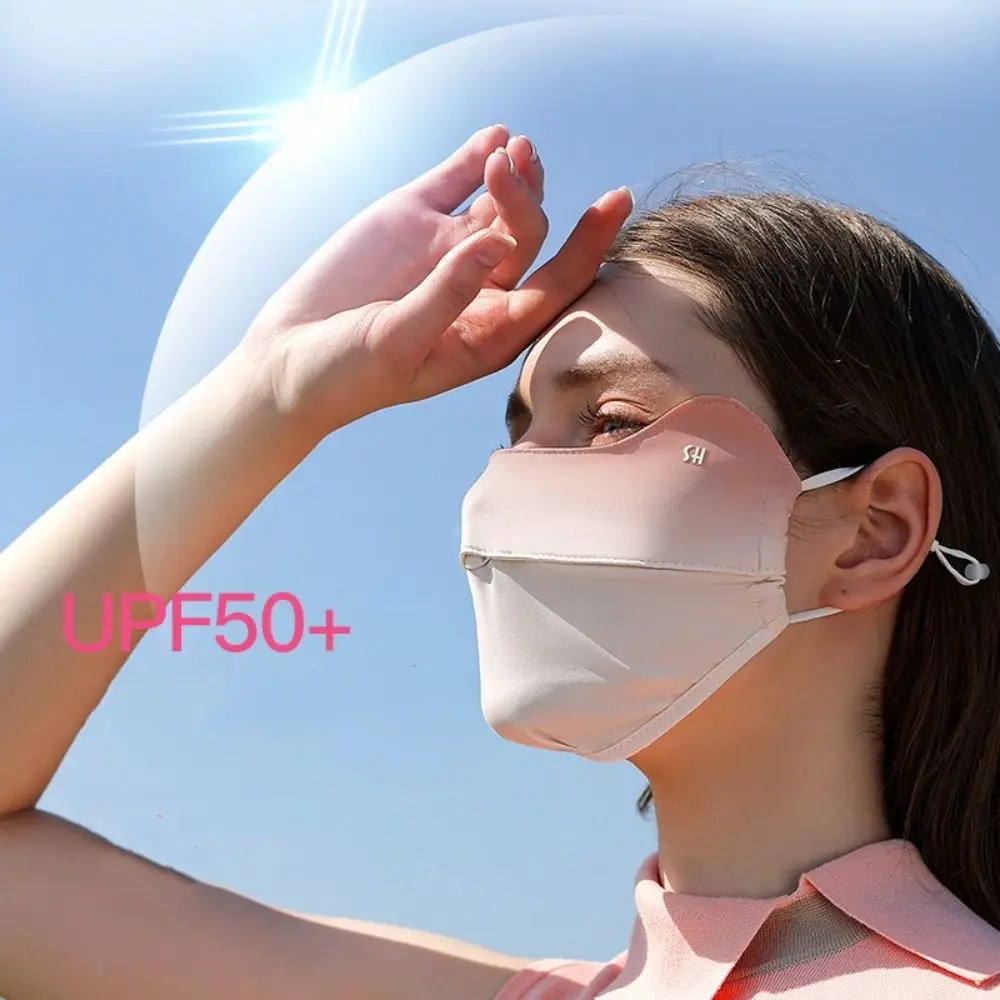 Mascarilla facial transpirable ajustable para hombre y mujer, máscara deportiva con protección solar Uv, bufanda de seda de hielo - imagen 3