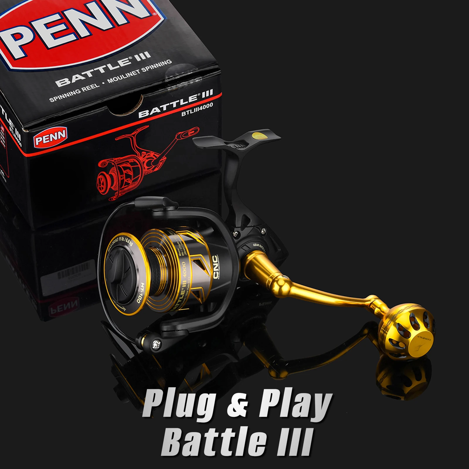 Gomexus Penn Handle Spinfisher Battle Slammer Fierce Conflict Pursuit 65-98 mm Carrete de pesca giratorio - imagen 5