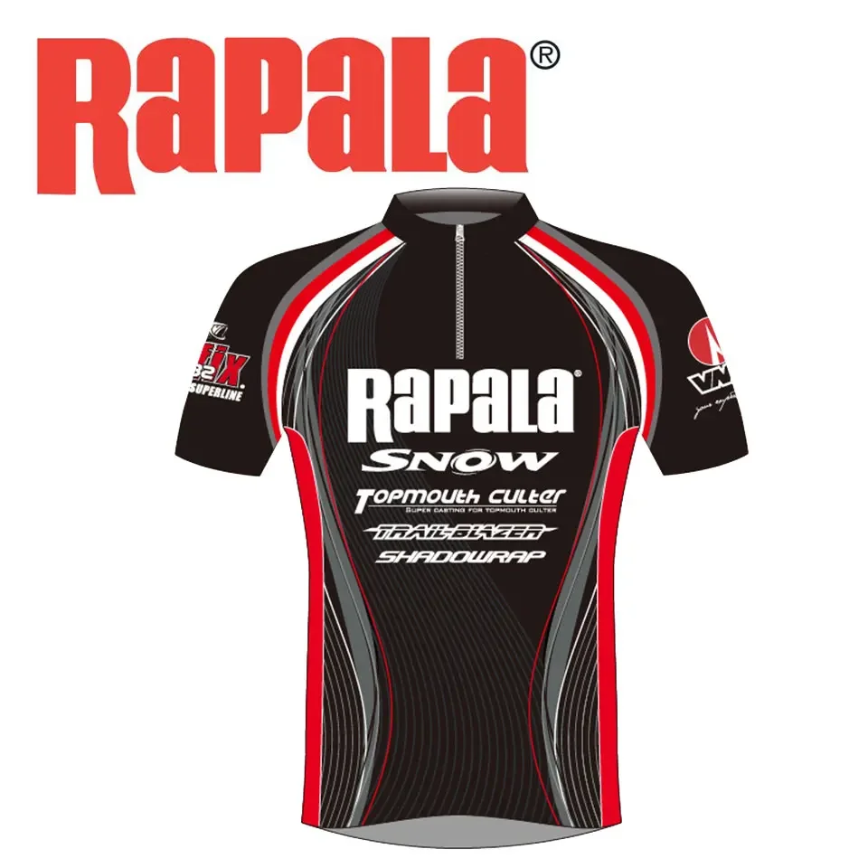 Camisa de pesca Rapala negra/roja vista frontal
