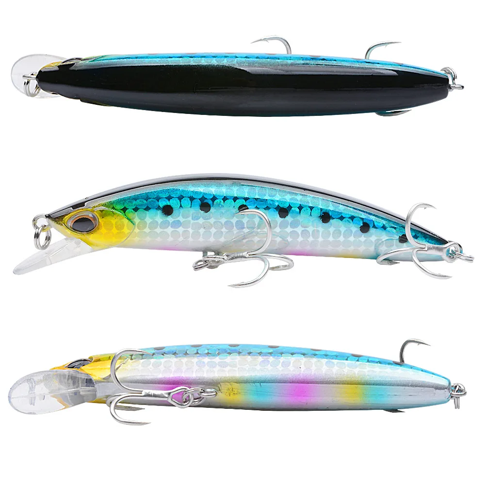 Señuelos de pesca MINNOW, con configuración, pececillo que se hunde, 30G/10,2 CM, piel láser, imprescindible para pescadores, 2 uds. - imagen 5