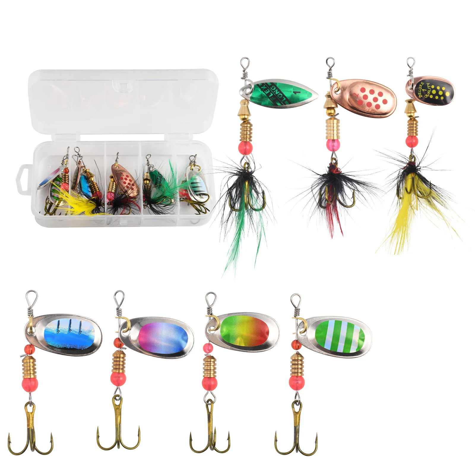 Cuchara de pesca Goture – Giro 360º con anzuelos triples para lubina