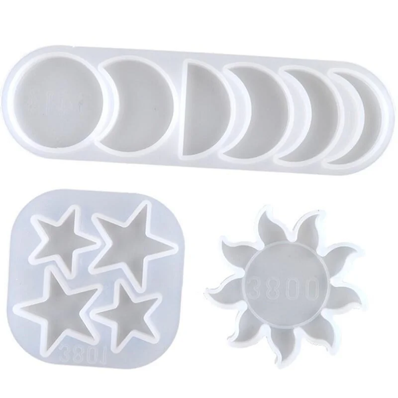 Nueva moda estrella sol Luna moldes de resina de silicona adornos de joyería DIY molde hecho a mano Moldes de resina Epoxy molde de silicona - imagen 3